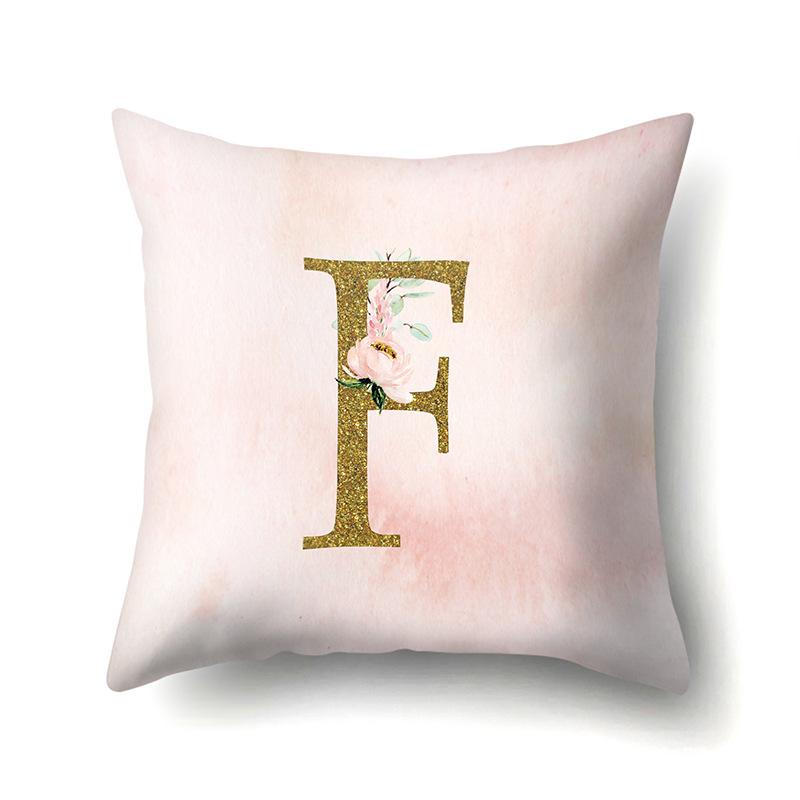 Polyester Pillowcase Home Fantasy Watercolor Print Pillowcase 26 English Letter Cushion Cover