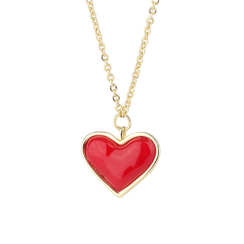 925 Sterling Silver Red Heart Clavicle Necklace for Women - Simple, Luxurious, and Stylish Summer Statement Piece