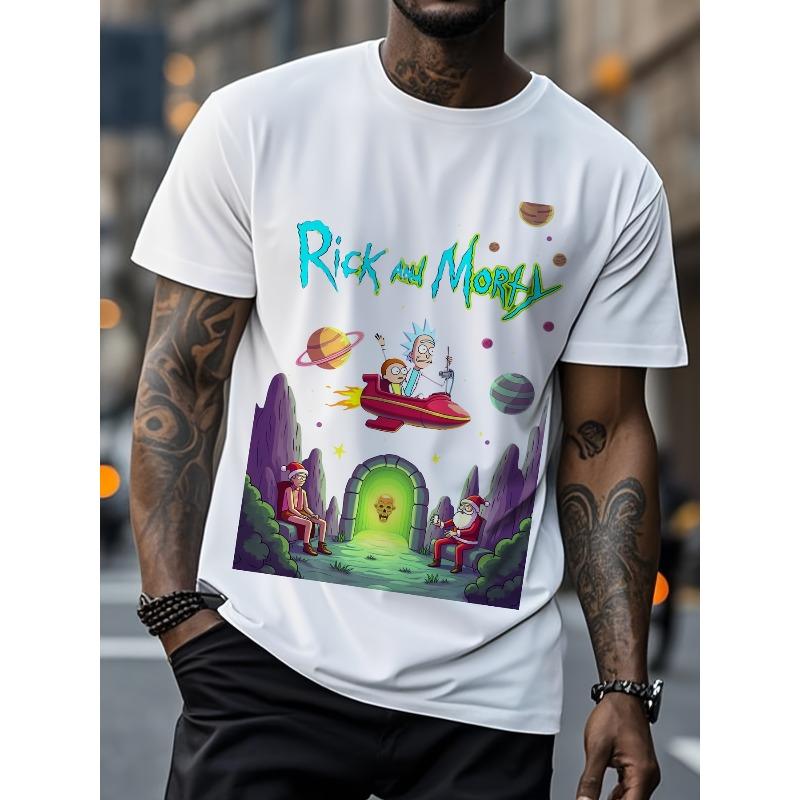 

Европейские размеры Рождественское приключение Графический принт Мужская футболка Свободный крой Повседневная с коротким рукавом с круглым вырезом, Летняя повседневная и для активного отдыха S белый