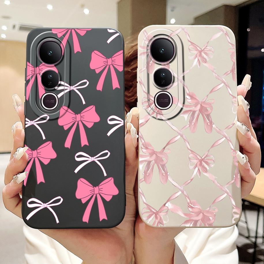 Pro Vivo V50 Lite 4G Pouzdro V2441 Kryt Luxusní Mašlička Malované Měkké Tekuté Silikonové Pouzdro na Telefon Pro Vivo V50 5G V 50 V50Lite Fundas