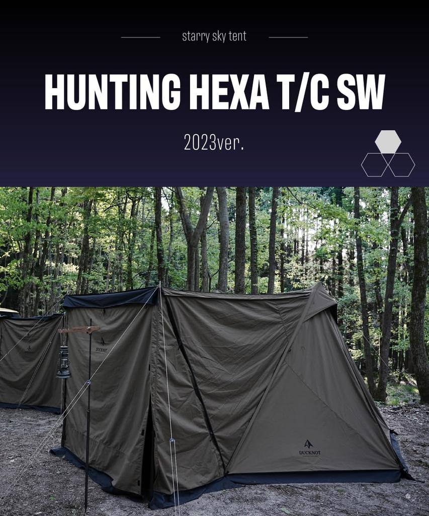DUCKNOT Jakt Heks SW Telt for 2 til 3 Personer med Frontgardin og Frontrom Åpningsbart Tak Camping TC Polycotton T/C (Kull)