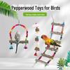 Parrot Chewing Toy Set: Pepper Wood Ladder, Swing, Stand Stick, Cuttlefish Bone Molar String