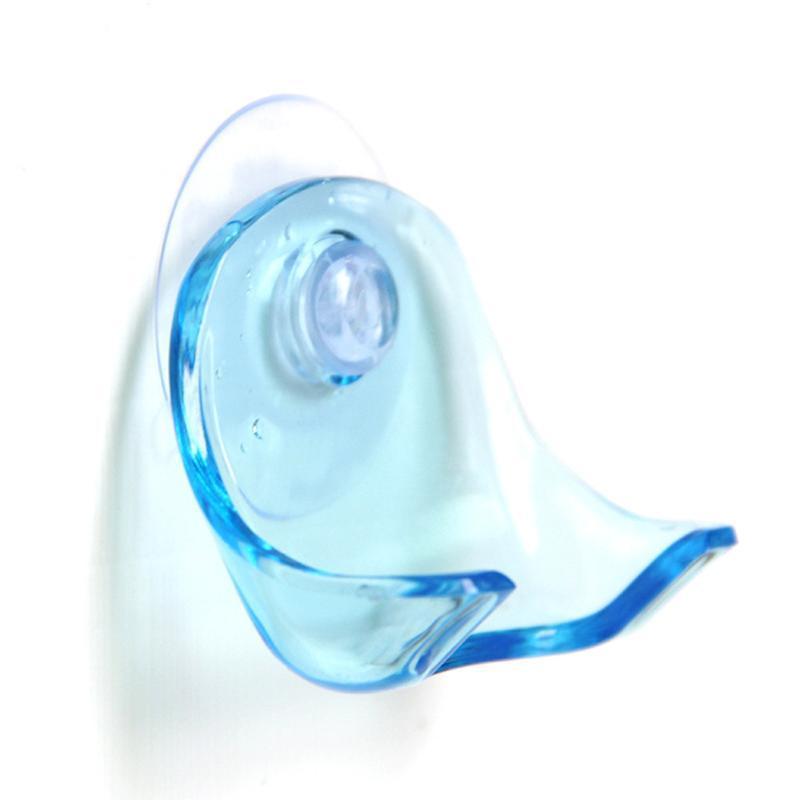 Portaspazzolino Porta rasoio Gancio a ventosa da parete per bagno Porta rasoio in plastica trasparente blu grigio per bagno
