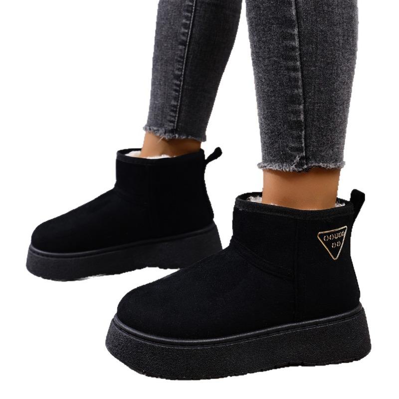 Women's Winter New Platform Snow Boots Fleece Lined Thickened Bread - Style Cotton Boots