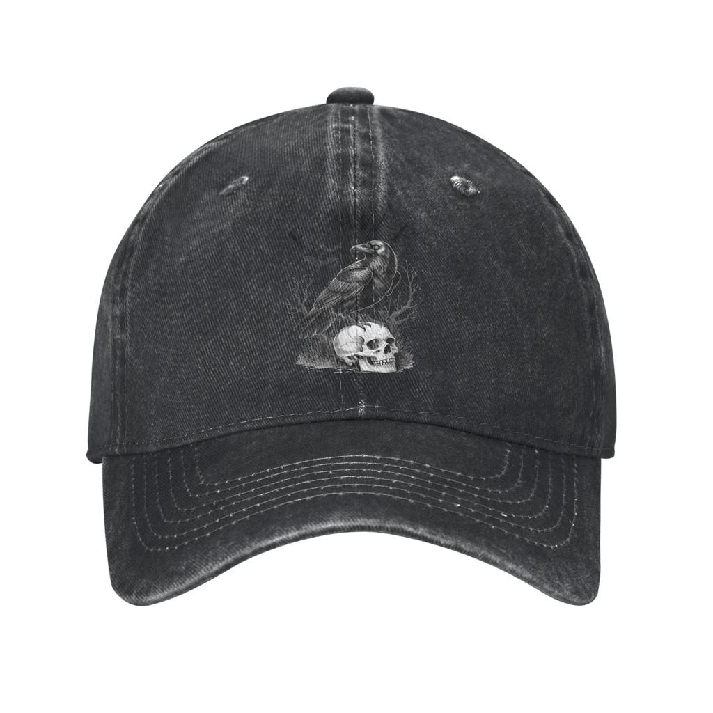 F-Caw-F Funny Black Bird Crow Unisex Women Baseball Cap Dark Humor Distressed Washed Hat Outdoor All Seasons Adjustable Snapback