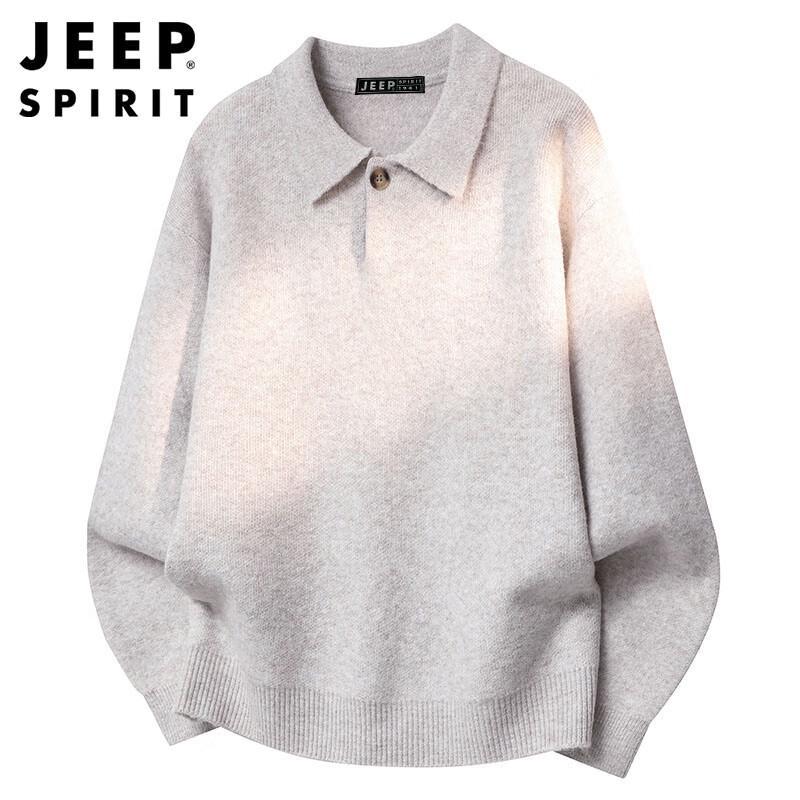 

JEEP SPIRIT Men s Casual Lapel Knit Sweater 4XL