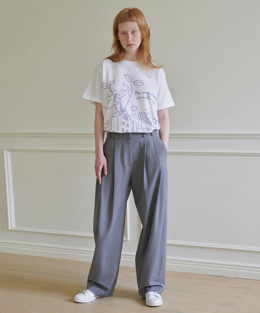 GOCORI Two Tuck Wide Pants - Gray Wide Pants Balloon Pants