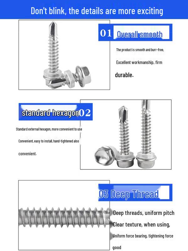 410 Stainless Steel External Hex Drill Tail Self-Tapping Screws