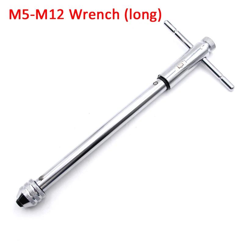 T-Handle Ratchet Tap Wrench M3-M8 M5-M12 Wrench 5Pcs Set Of M3-M8 Taps Adjustable Ratchet Hand Wrench Manual Tapping Accessories