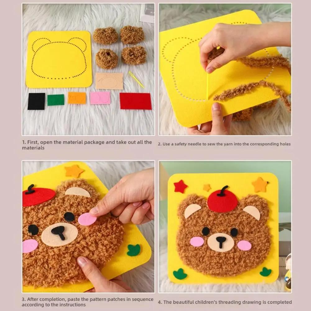 Handmade Wool Embroidery Kit Children's Handmade Plush Sewing Board DIY Sewing Plush Animals Educational Craft Kit