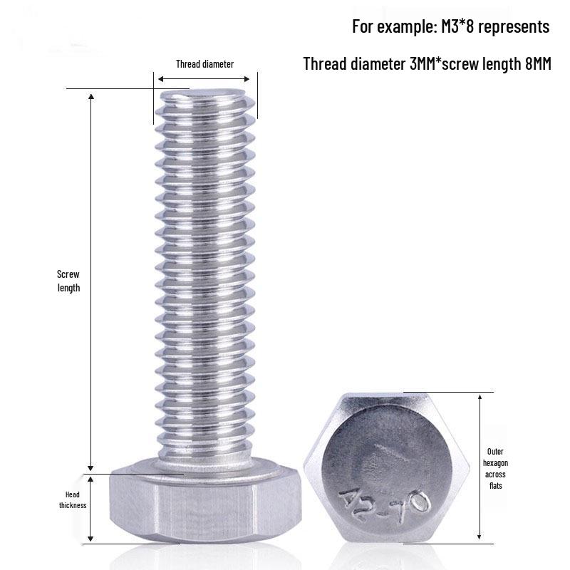 201 Stainless Steel Hex Head Fully Threaded Bolt Rod (M4-M16)