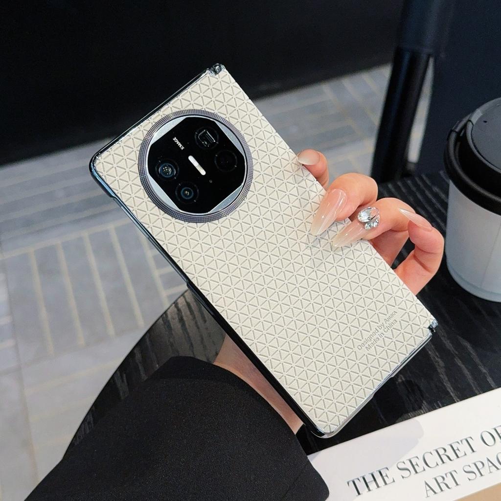 For Huawei Mate X7/X6/X5/X3 Case Cube Central Axis Luxury PU Leather Magnetic Wireless Charging Protective Back Cover Shell