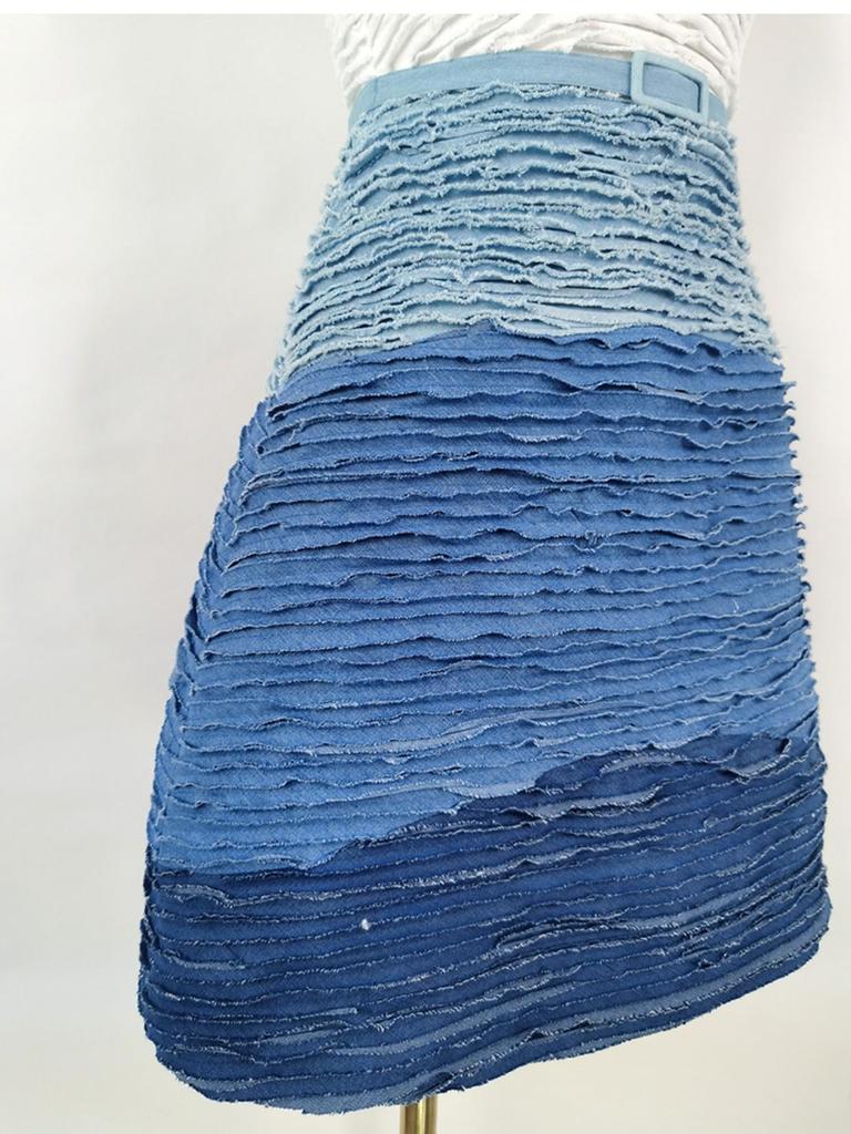 Designer Denim Gradient Blue Tube Top Dress - Style 22238