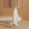 Gentle wind with skirt high heels bridal bridesmaid shoes beaded pointed stiletto single shoes