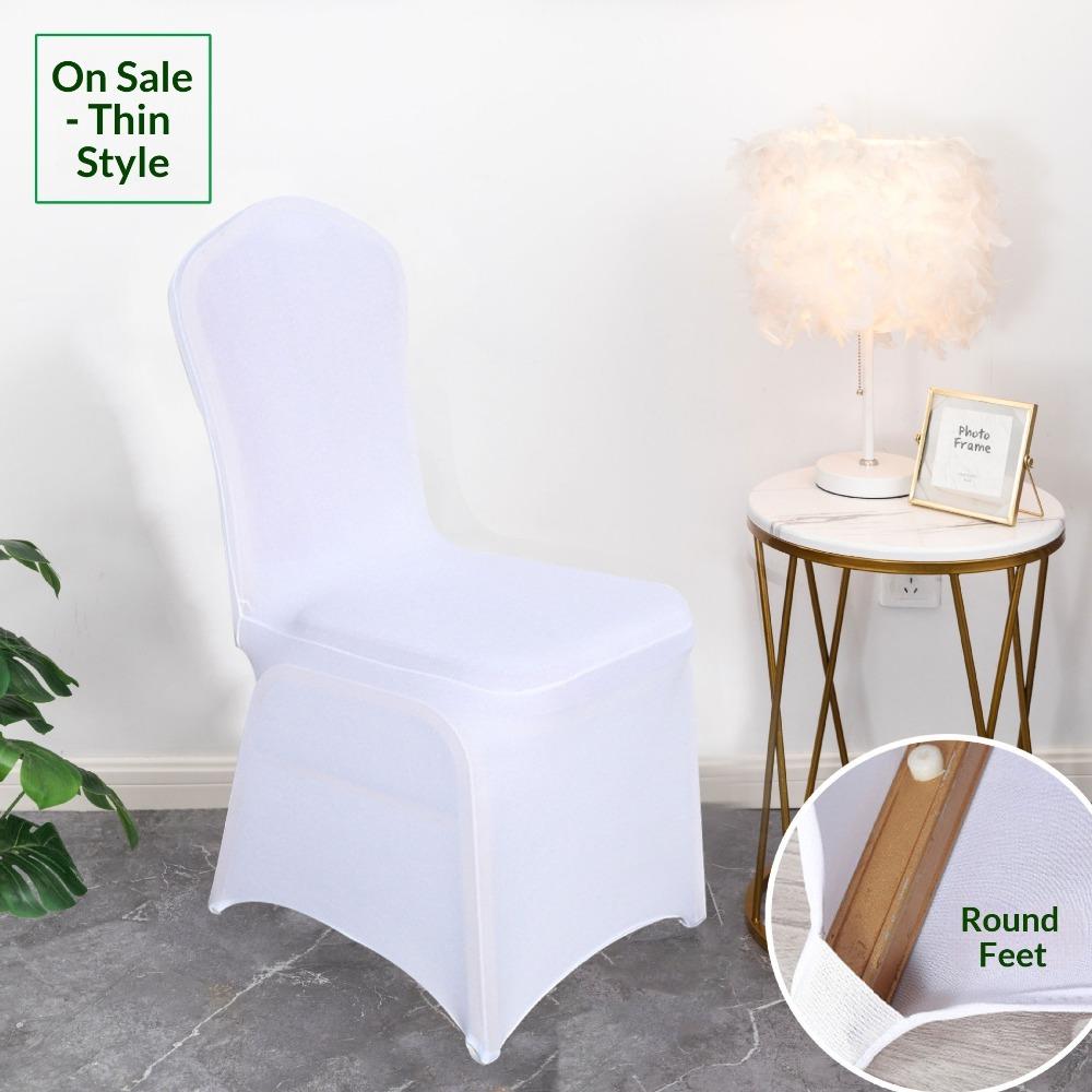 Elastic Chair Cover Universal Thickened One-piece Chair Cover Wedding Hotel Banquet White Seat Cover Elastic Chair Cover Standard
