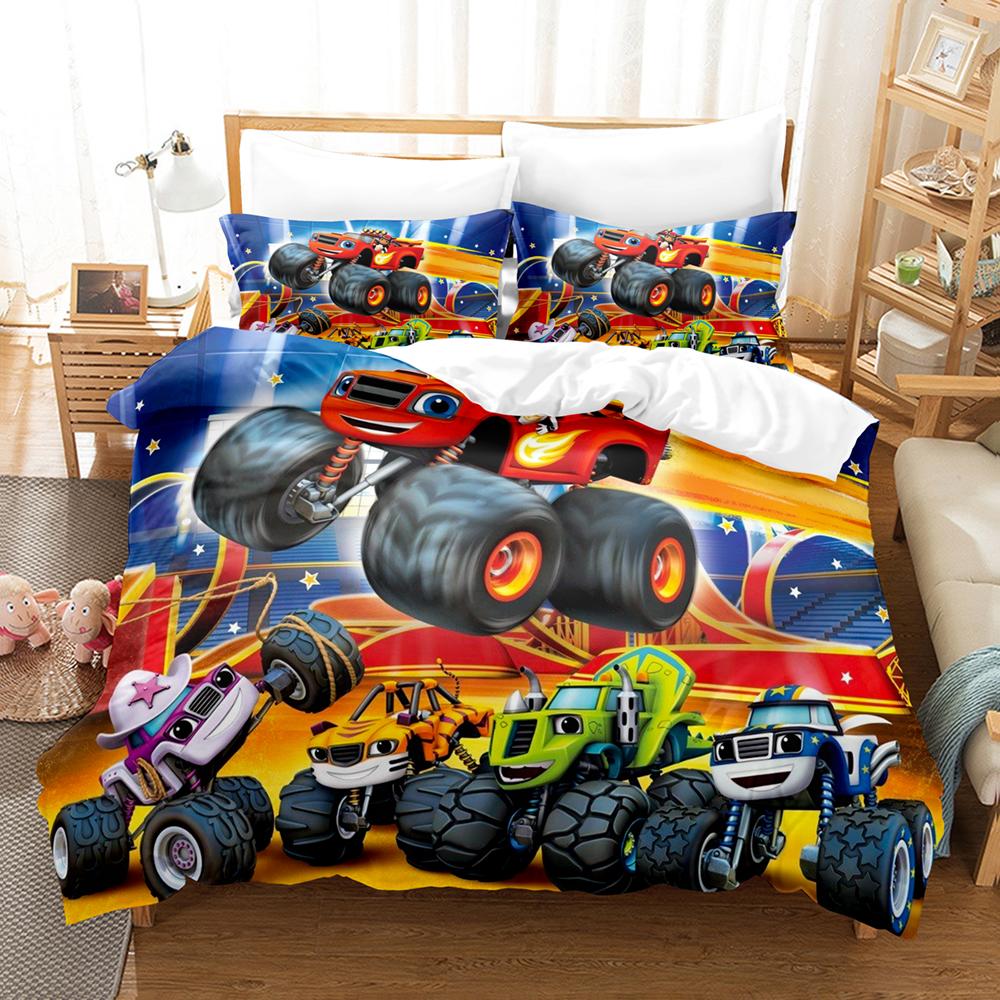 3D tisk Blaze N Monster Machines Ložní souprava Kreslený povlak na přikrývku Double Twin Full Queen King Povlečení pro dospělé Kid Povlak na přikrývku