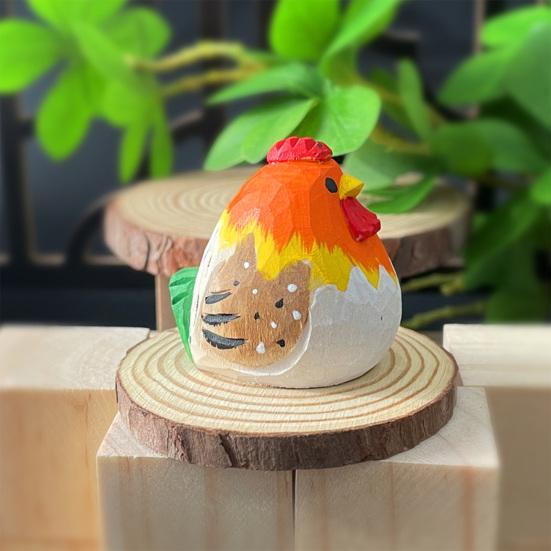 Hand-Carved Wooden Rooster Figurine Farmhouse Chicken Sculptures Rustic Animal Statue for Home Shelf Desk Kitchen Decor Gift for Chicken Lovers