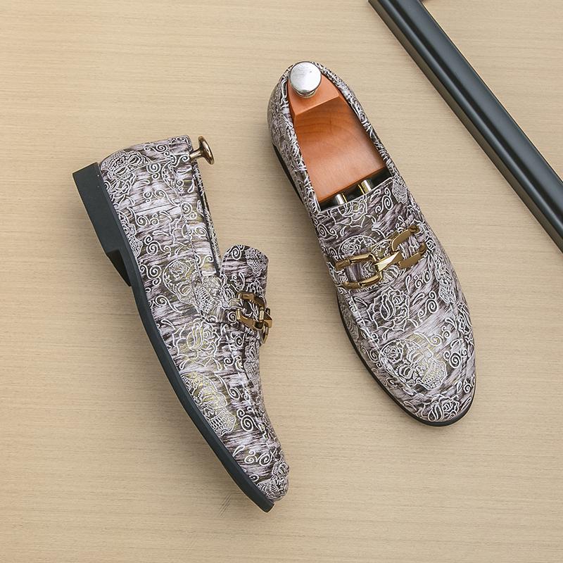 New Wedding Dress Skeleton Pattern Pu Leather Shoes For Men Black Brown Driving Loafers Prom Homecoming Party Footwear Zapatos