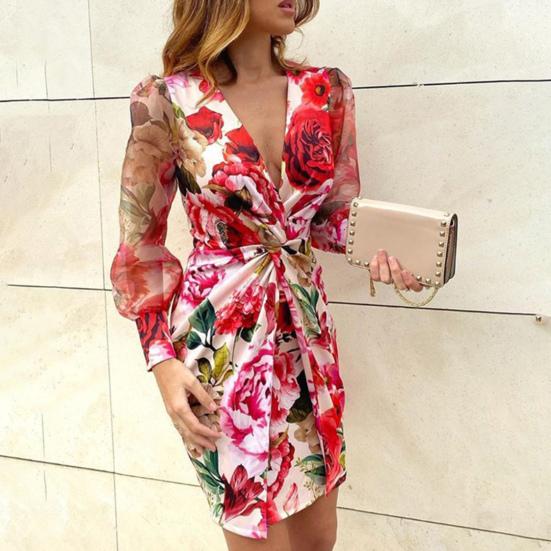 Dámské šaty Výstřih do V Vše Sladěné Polyester Sexy Plisované Krátké Bodycon šaty