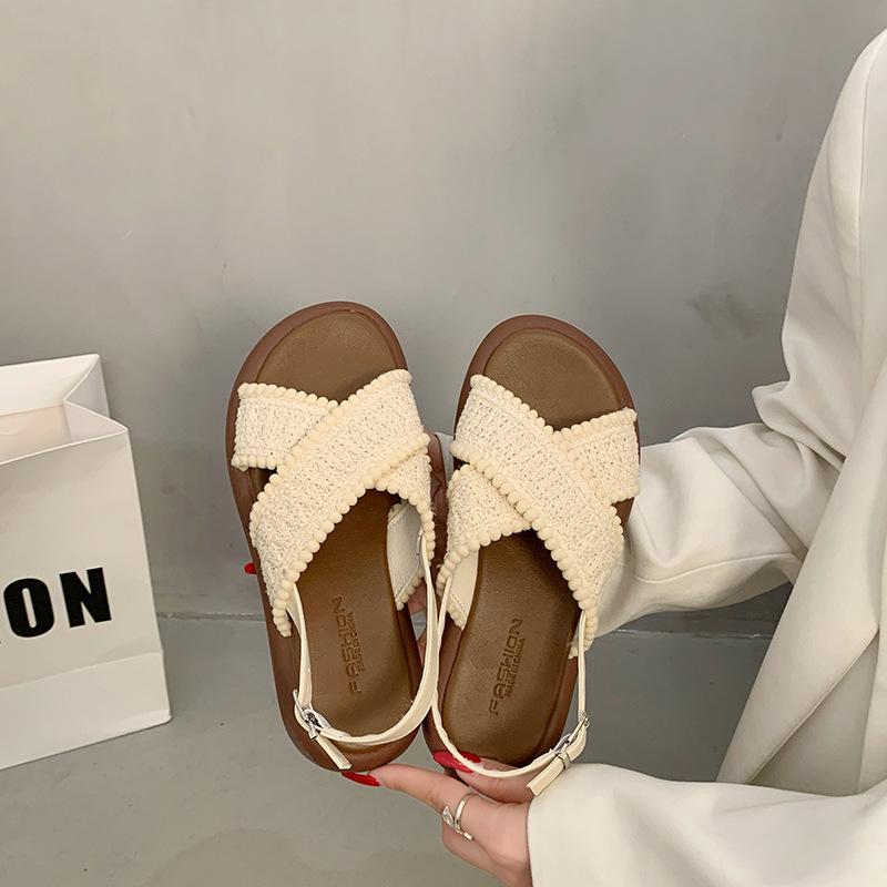 Flat sandals female summer wear new fairy style with skirt bohemian vacation seaside beach sandals
