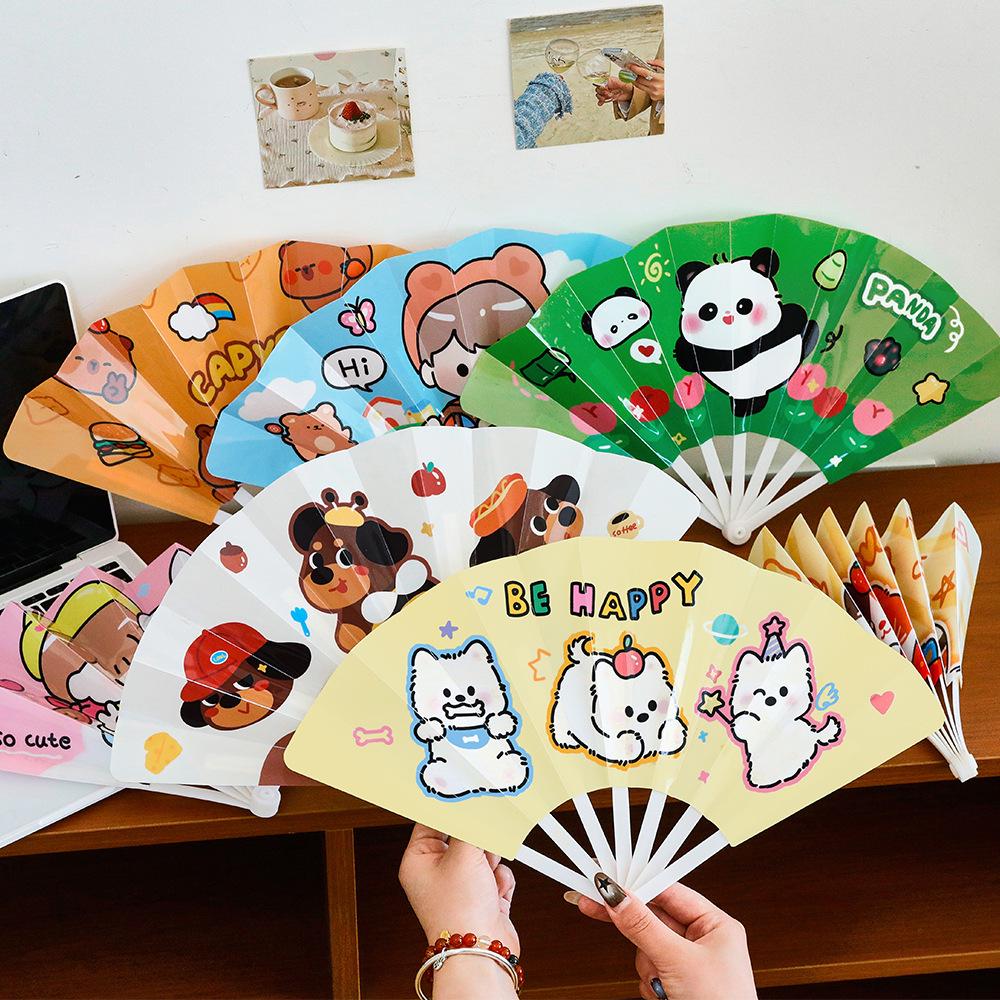 Adorable Foldable Cartoon Hand-Cranked Fan: High-Quality, Portable, Seven-Fold Design, Perfect Small Gift