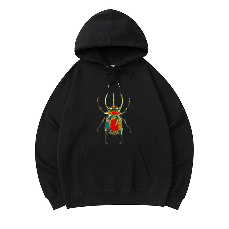 

300 GSM Men s Healthy Cotton Hoodies Rainbow Beetle Print Premium Cotton Sweatshirt