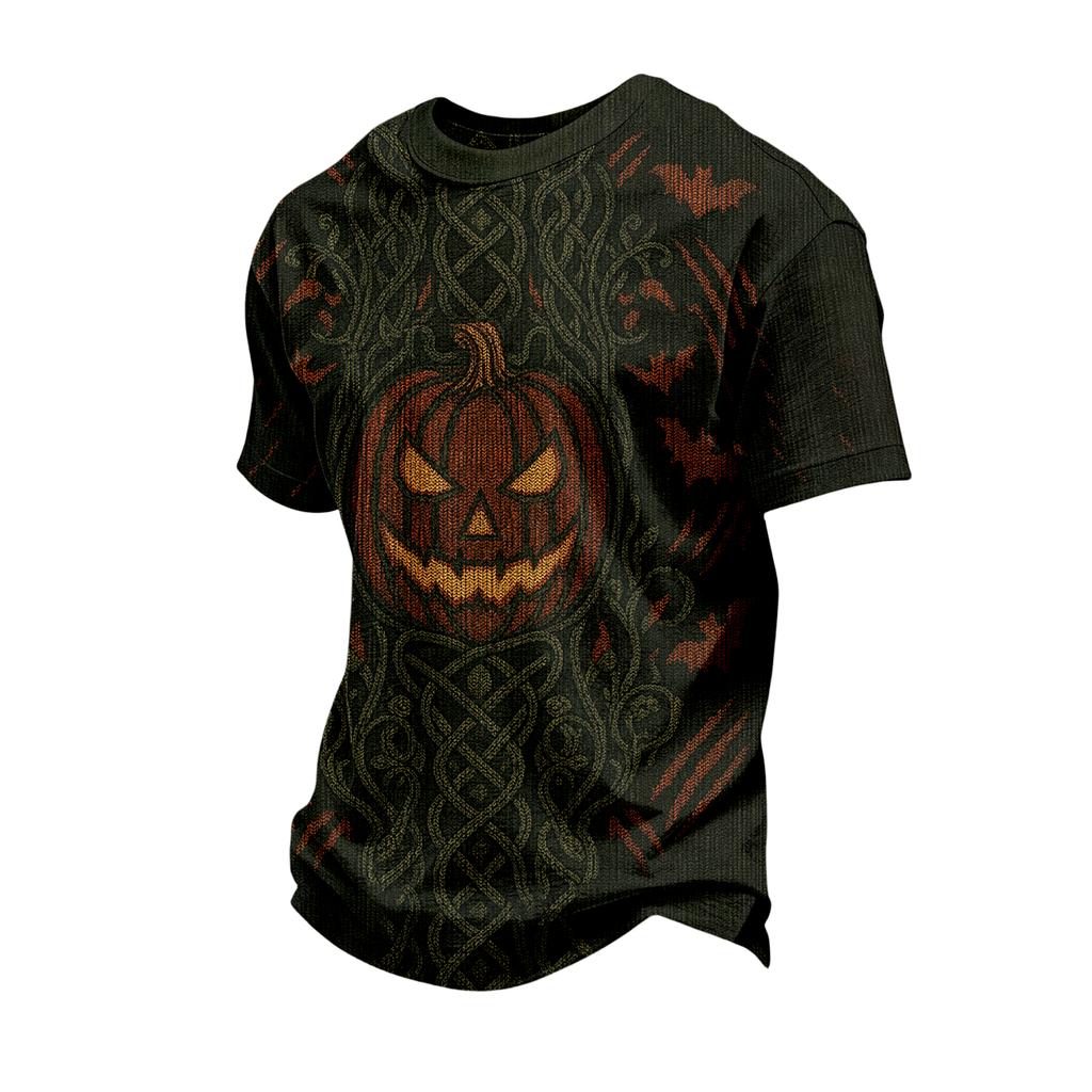 Men's Short Sleeve Casual T-Shirt with Halloween Print for Holiday Parties