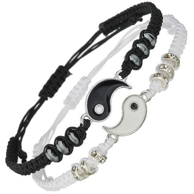 Braccialetti per migliori amici per 2 braccialetti con cordino regolabile Yin Yang abbinati per relazione di amicizia, fidanzato, fidanzata, regalo di San Valentino