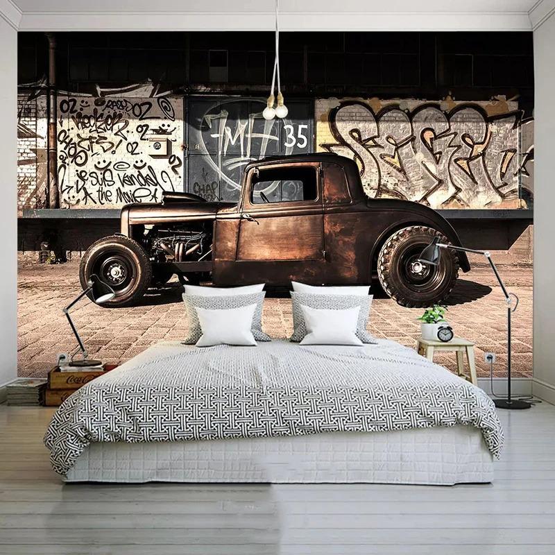 3d Retro Graffiti Photo Wallpaper Nostalgia Old Car Mural Restaurant Cafe Living Room Background Wall Paper