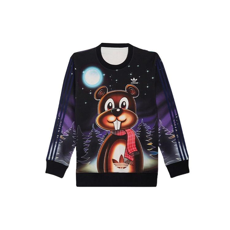 Men s adidas originals x Kerwin Frost Crossover Cartoon Full Print Sports Round Neck Pullover HG8776 L
