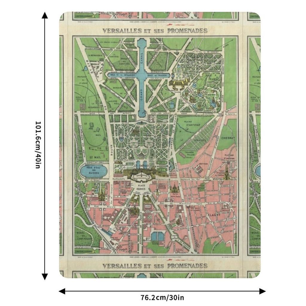 Pocket Map of Versailles 1931 Throw Blanket Color Fast Cozy Throw Blanket