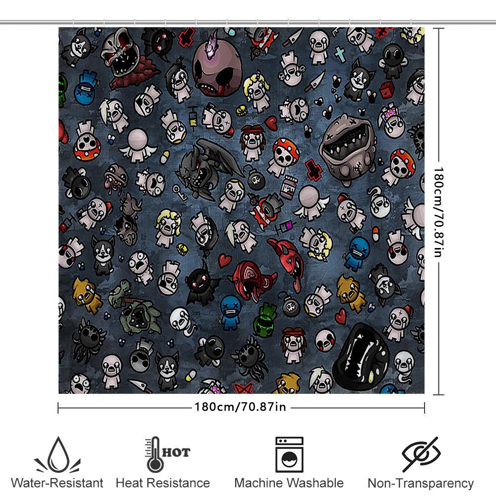Unframed Anime Shower Curtain Japanese Cartoon Backdrop Waterproof Bathroom Decor Washable Liner