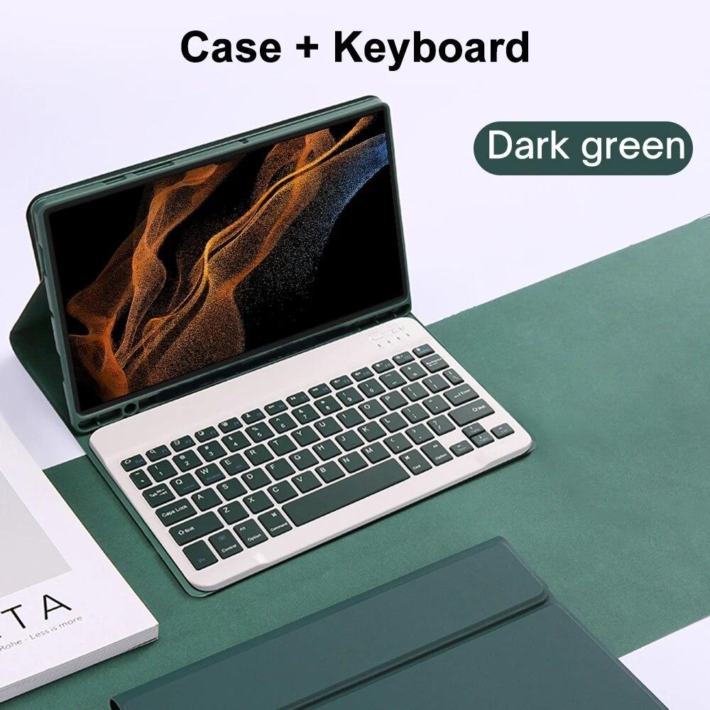 Bluetooth Keyboard Case for Samsung Galaxy Tab S8 Ultra 14.6 Inch 2022 12 Inch Tab A9 S9 Fe Leather Cover with S Pen Holder Tablet Case
