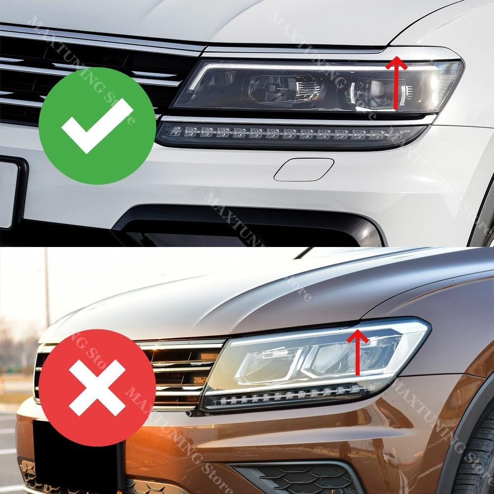 Skirta VW Tiguan MK2 R-Line 2017-2021 Priekinio buferio Žibintų antakių Centrinės grotelės Rūko žibinto Juodos apdailos juostelės Lipdukai Apdaila