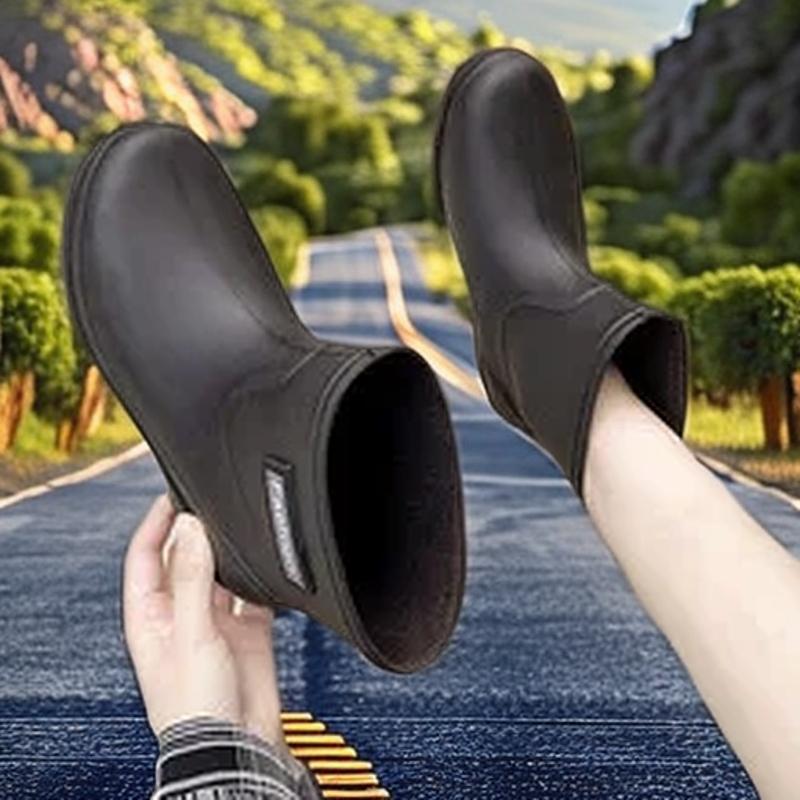 

2025 New short tube rain shoes soft sole rain boots waterproof shoes rubber shoes water boots women s simple fashion lightweight 37 чёрный