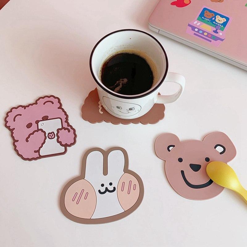 Cartoon Animal Bear Silicone Coaster Non-slip Insulation Cup Mat