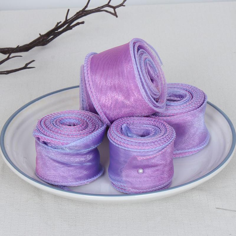 10Yards 4cm Iridescent Fishtail Edge Oganza Ribbon for DIY Headwear Hat Decor Gift Wrapping Craft Accessories Sewing Supplies