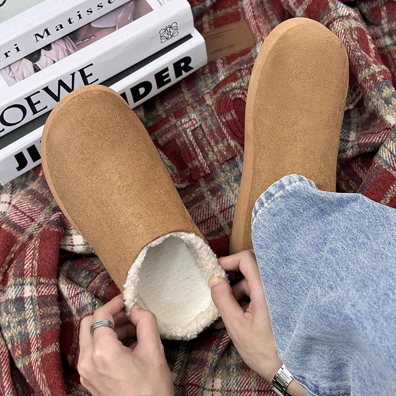 Winter Warm Men Home Slippers Cotton Casual Shoes Comfortable Mens Half Loafers Snow Shoes with Fur Slip-on Light Flat Shoes