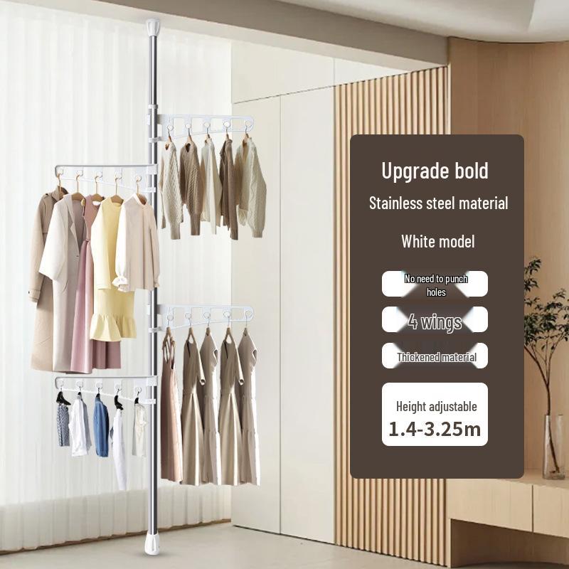Indoor Retractable Floor-to-Ceiling Clothes Rack for Bedroom and Balcony