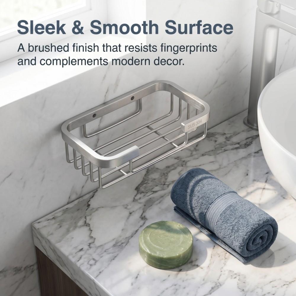 Stainless Steel Soap Dish Silver Soap Organizer Box Space Saving Soap Rack Daily