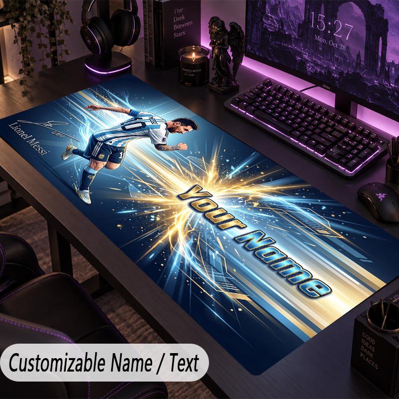 Large Mouse PadLionel Messi Custom Name Text Personalized Desk Mat Non Slip Gaming Pad