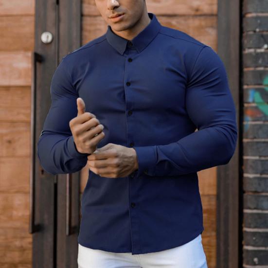 Men Shirt Anti-wrinkle Single-breasted 