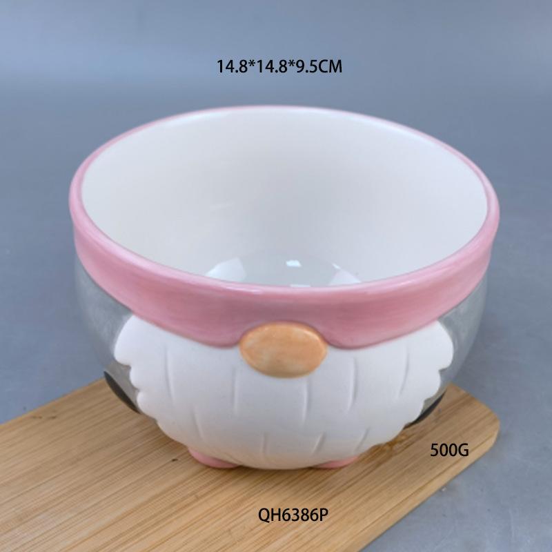 Ceramic Santa Claus Embossed Candy Bowl, Santa Claus Ceramic Bowl Christmas Kitchen