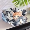 Cute Cat Portrait Print Throw Blanket Plush Soft Throw Cushion Cozy Pet Lover Decor Giftwarming Pillow for Sofa Bed