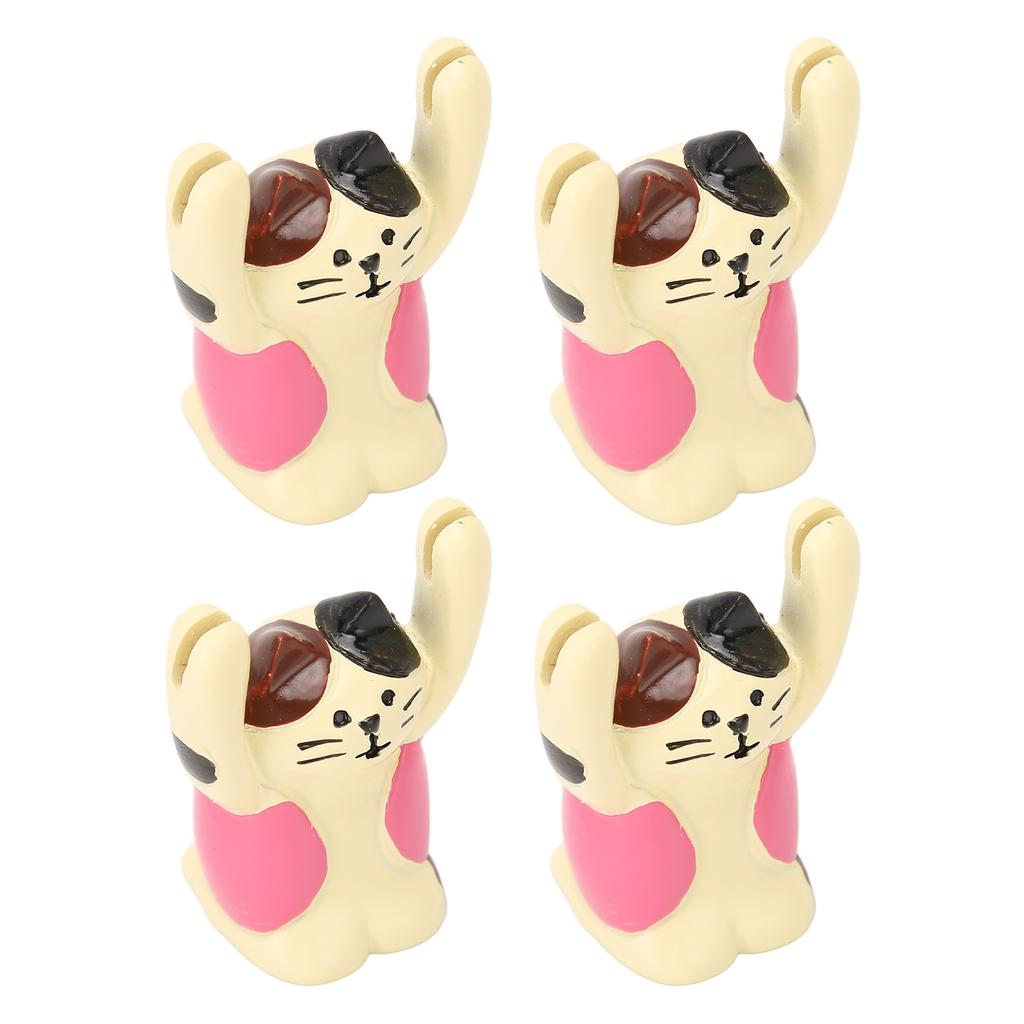 4Pcs Cartoon Photo Clip Cute Cat Style Durable Resin Stable Eye Catching Animal Note Holder for Wedding Party Office