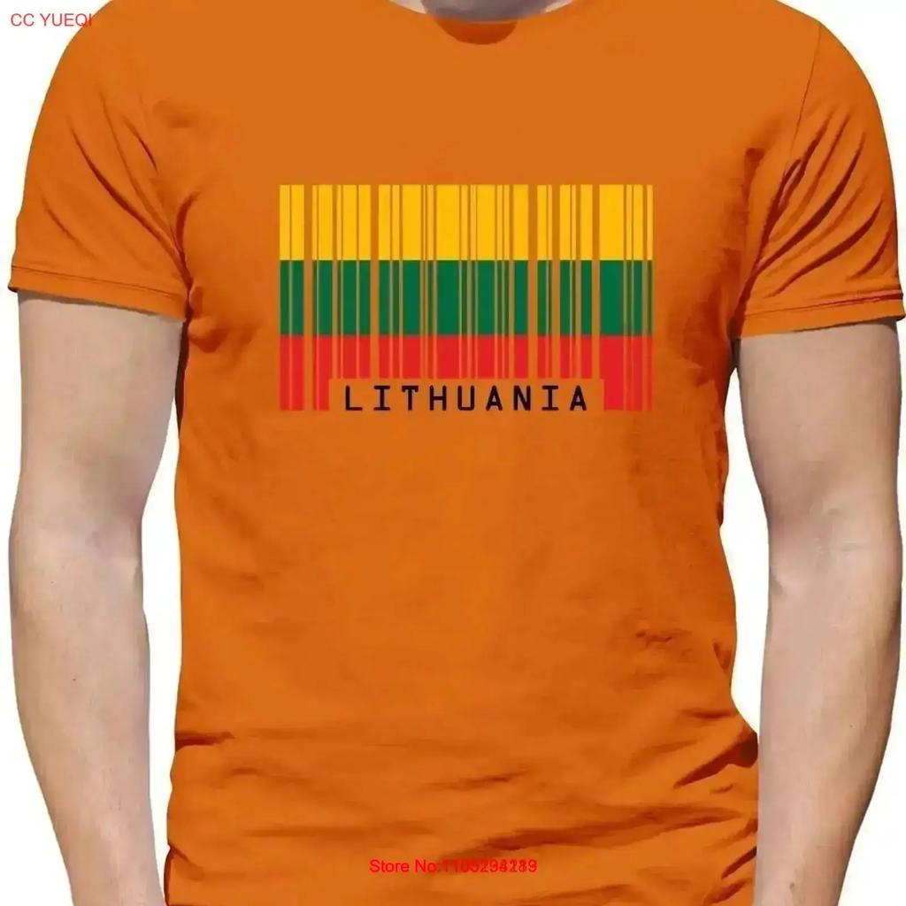 Litwa Styl Kodu Kreskowego Flaga Męska Koszulka Litwa Kraj Podróże Wilno vintage Prana moda Rozciągliwy homme Miękki Unisex