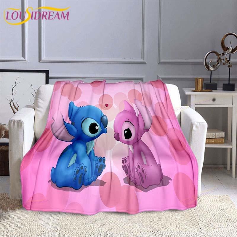 

Stitch Fashion Blanket Anime Flannel Bed Throw Blanket Soft Stitch 3D Printed Cartoon Sofa Travel Camping Children blanket 75x90cm