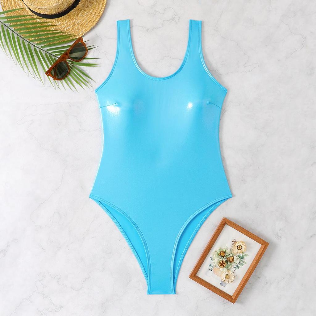 Women's Reflective Gold Silver Hot Stamping One-Piece Swimsuit
