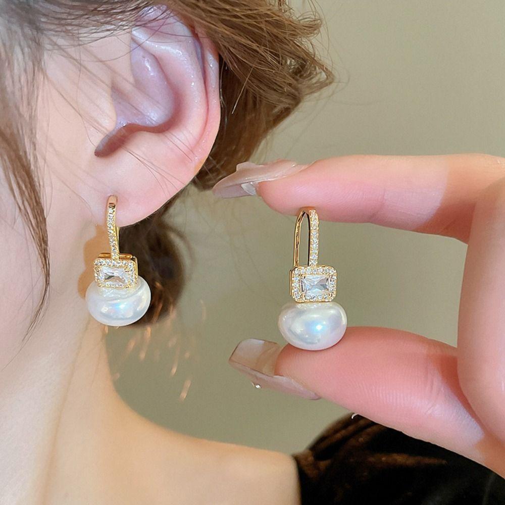 

Элегантные серьги-гвоздики с жемчугом и цирконием, модные серьги-гвоздики для вечеринок, женские серьги-капли