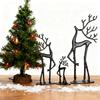 3Pcs Christmas Black Reindeer Statue Minimalist Elk Silhouette Figurine Metal Deer Sculpture Home Office Desktop Decoration Ornament